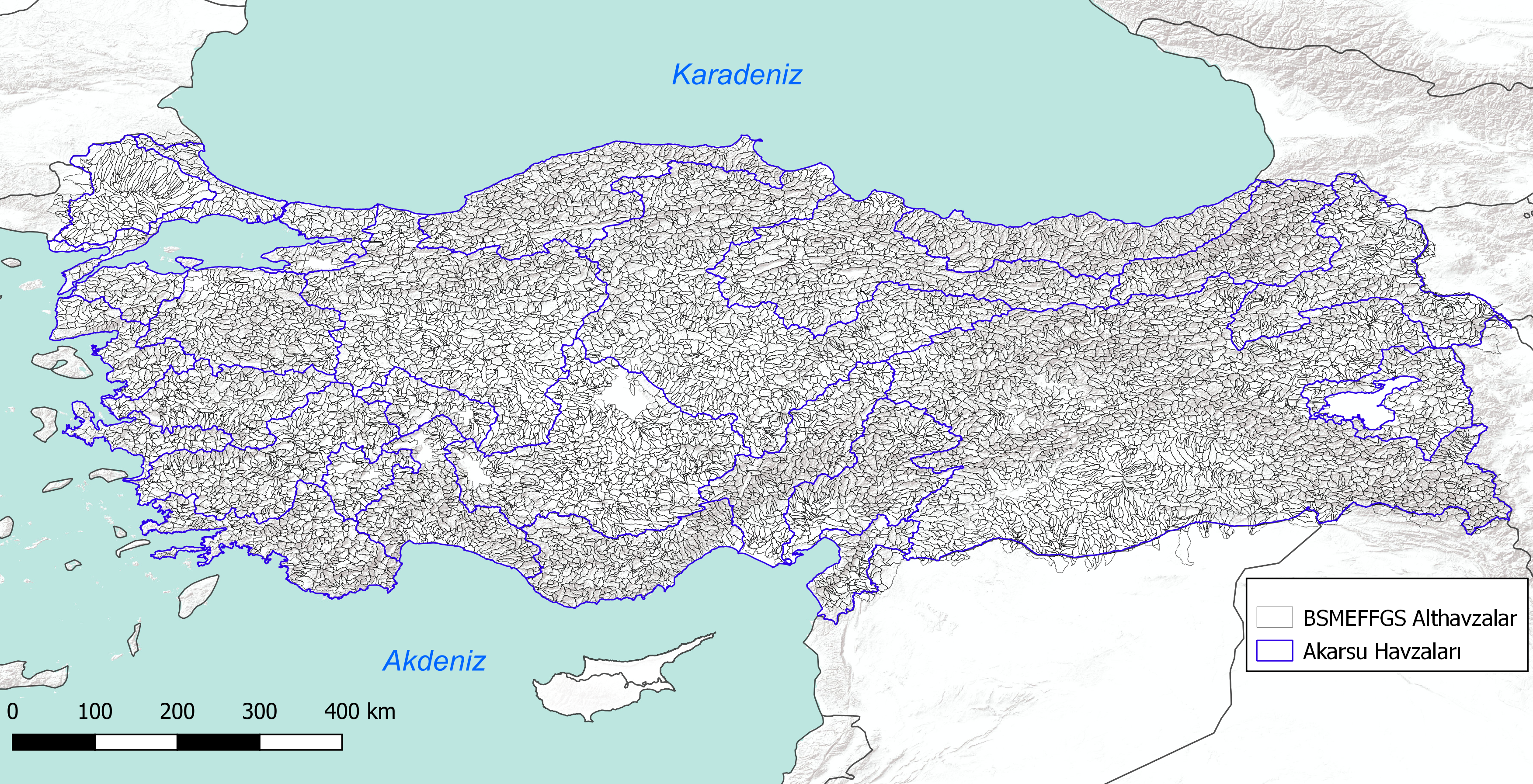Proje Alanındaki Türkiye Alt Havzaları ve 25 Akarsu Havzası