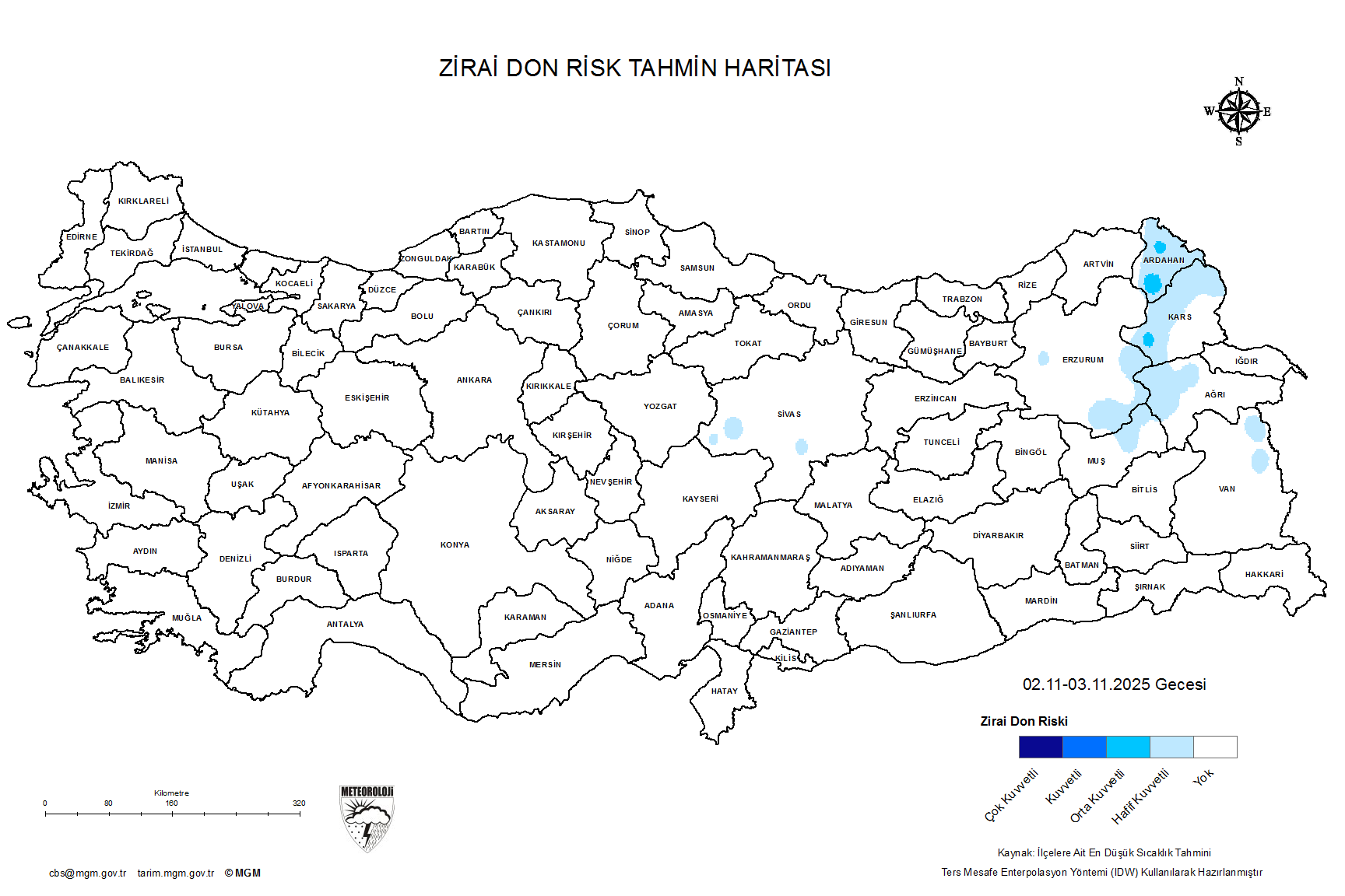 Zirai Don Tahmini - 2 m. Yükseklikte / 4 GÜN SONRA