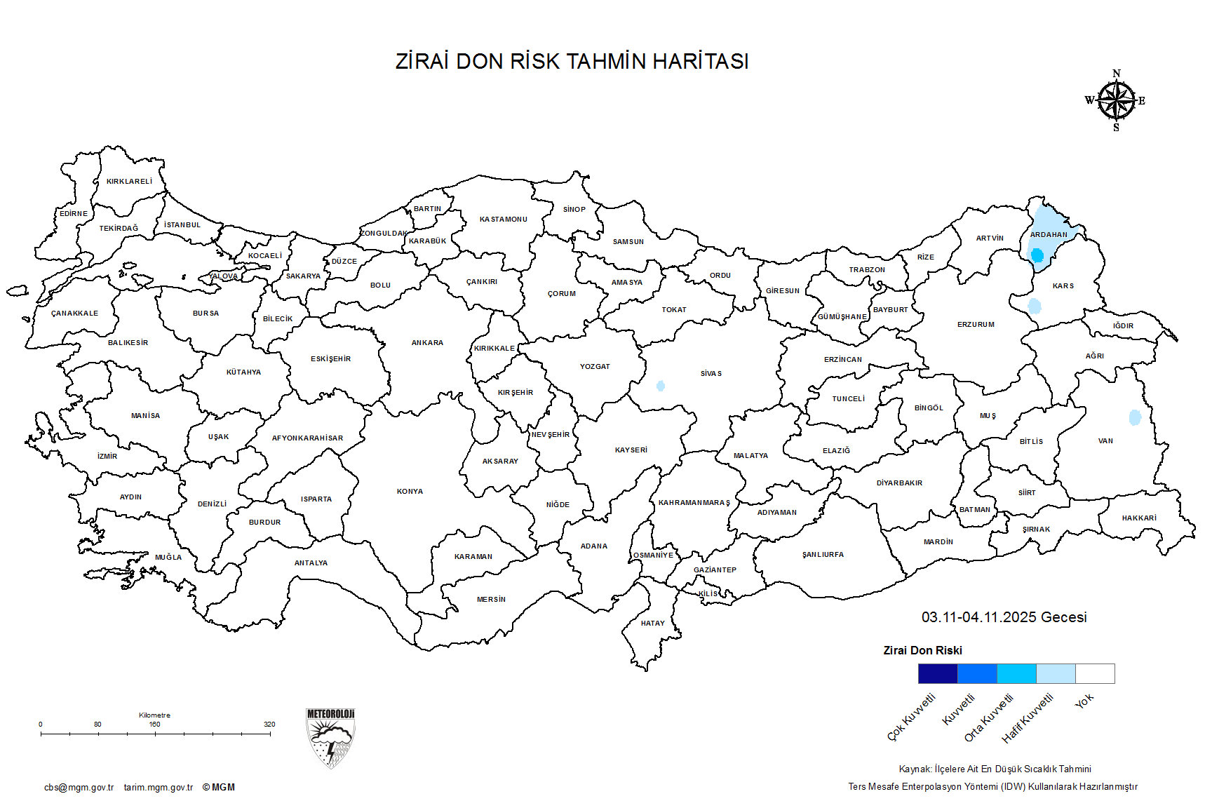 Zirai Don Tahmini - 2 m. Yükseklikte / 5 GÜN SONRA