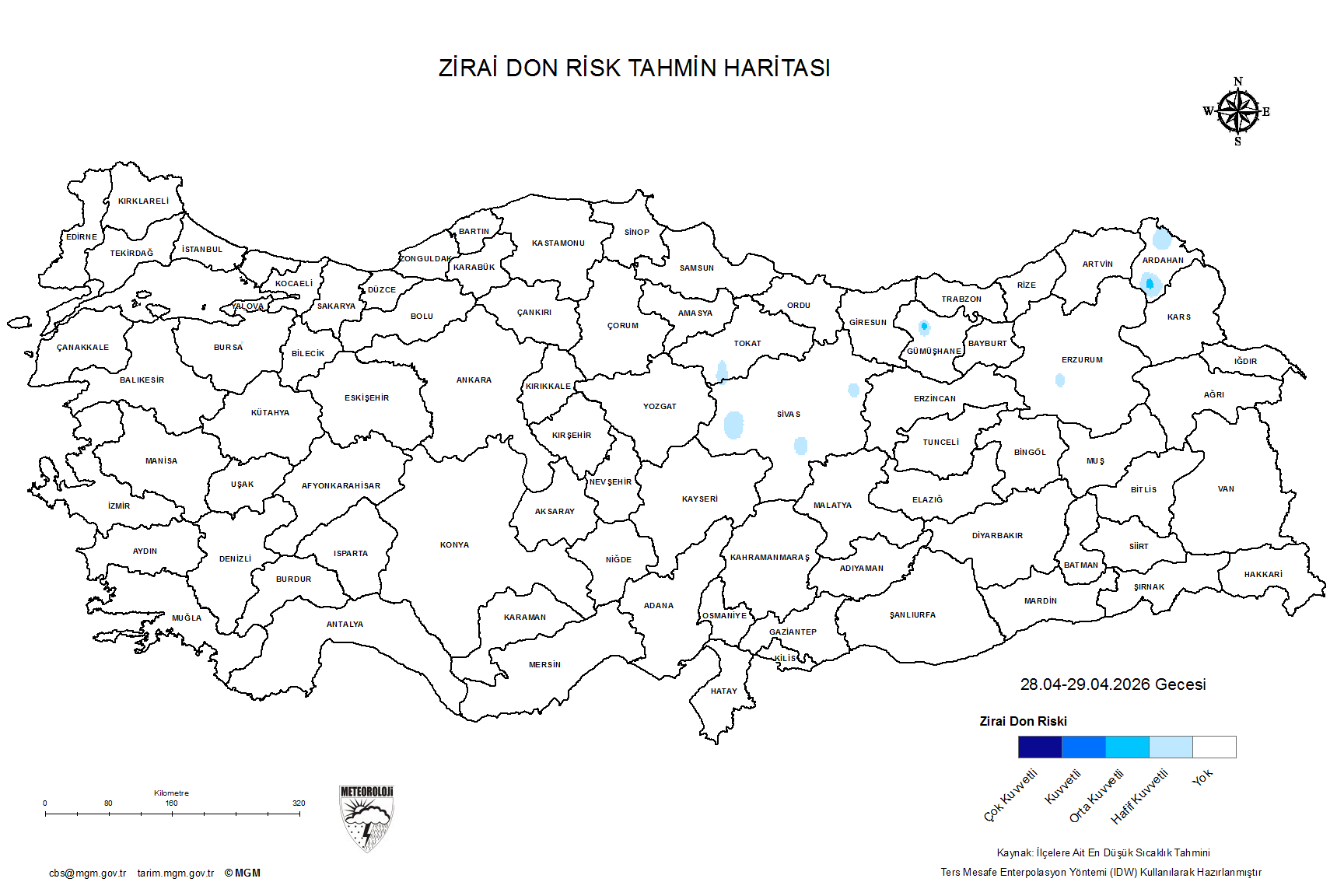 Zirai Don Tahmini - 2 m. Yükseklikte / 4 GÜN SONRA
