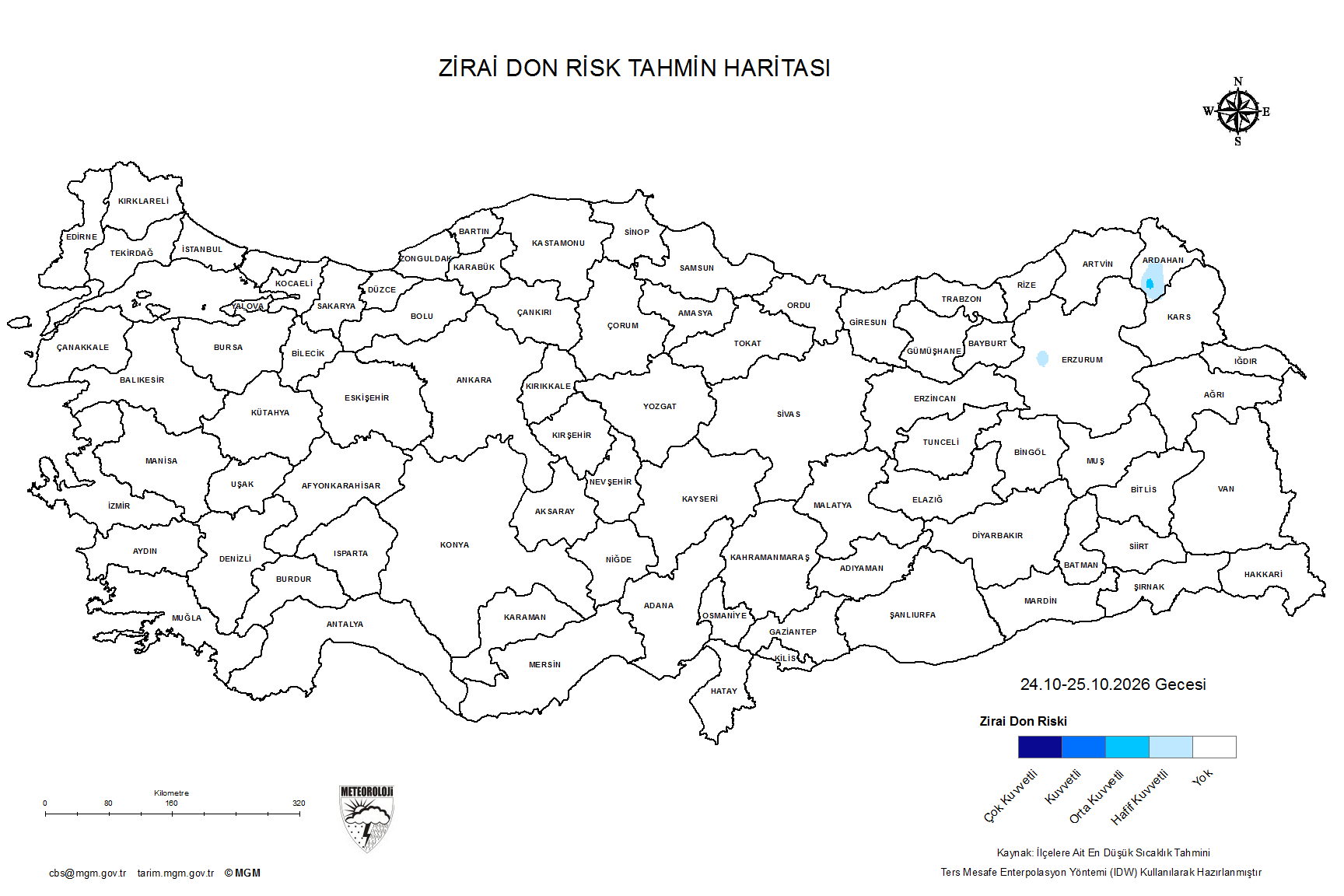 Zirai Don Tahmini - 2 m. Yükseklikte / YARIN