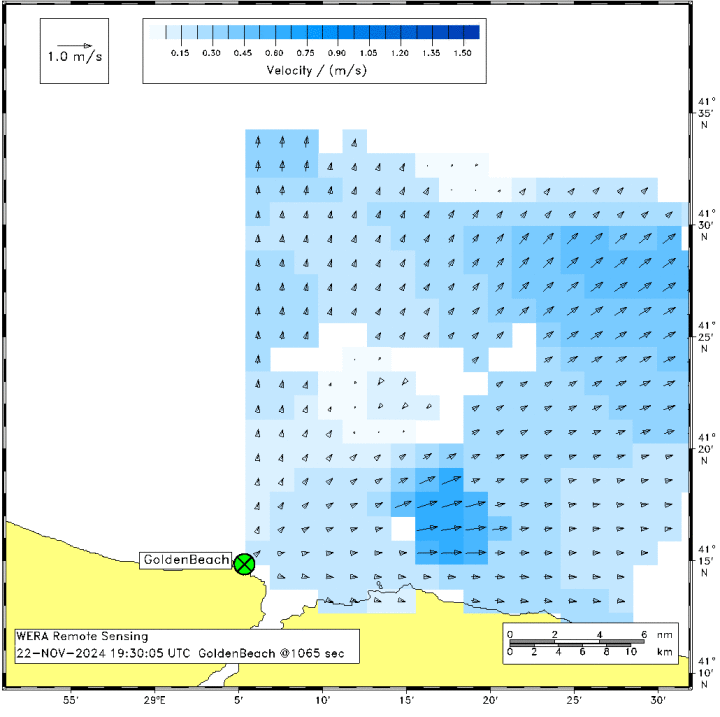 Radar Fotoğrafı: Akıntı Hızı ve Yönü - Avrupa (GoldenBeach)