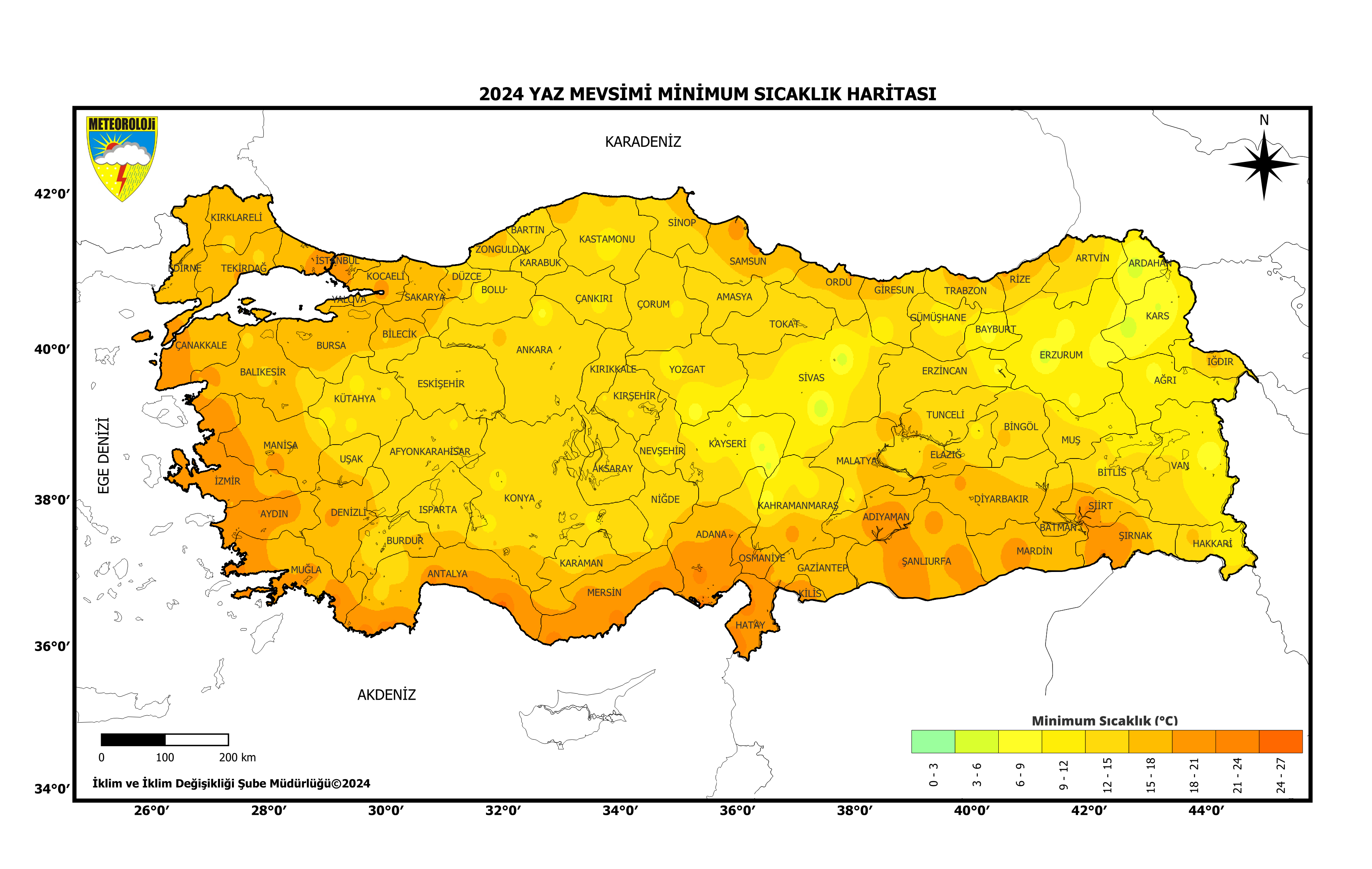 Yaz Mevsimi Minimum Sıcaklıklar