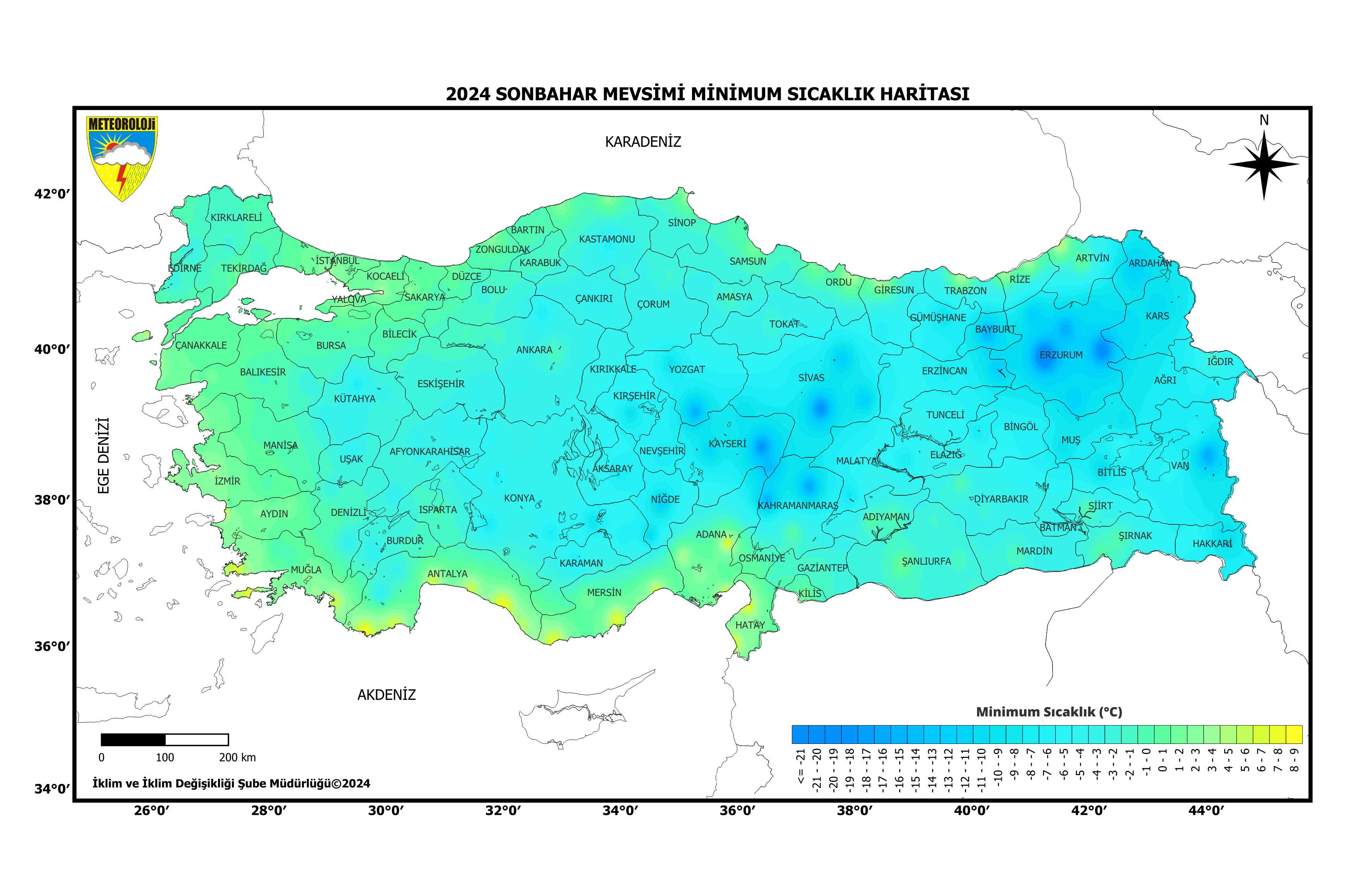 Sonbahar Mevsimi Minimum Sıcaklıklar